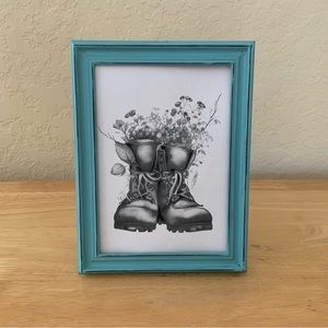 Farmhouse  Cowboy boots and sunflowers picture 5x7 w/frame